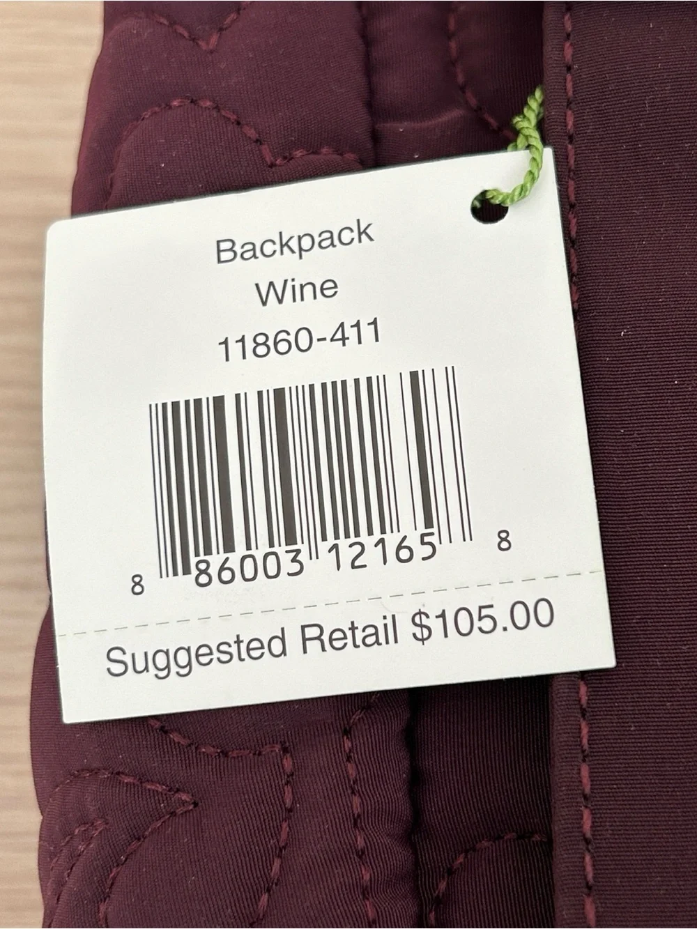 Vera Bradley Quilted Wine color Drawstring Backpack